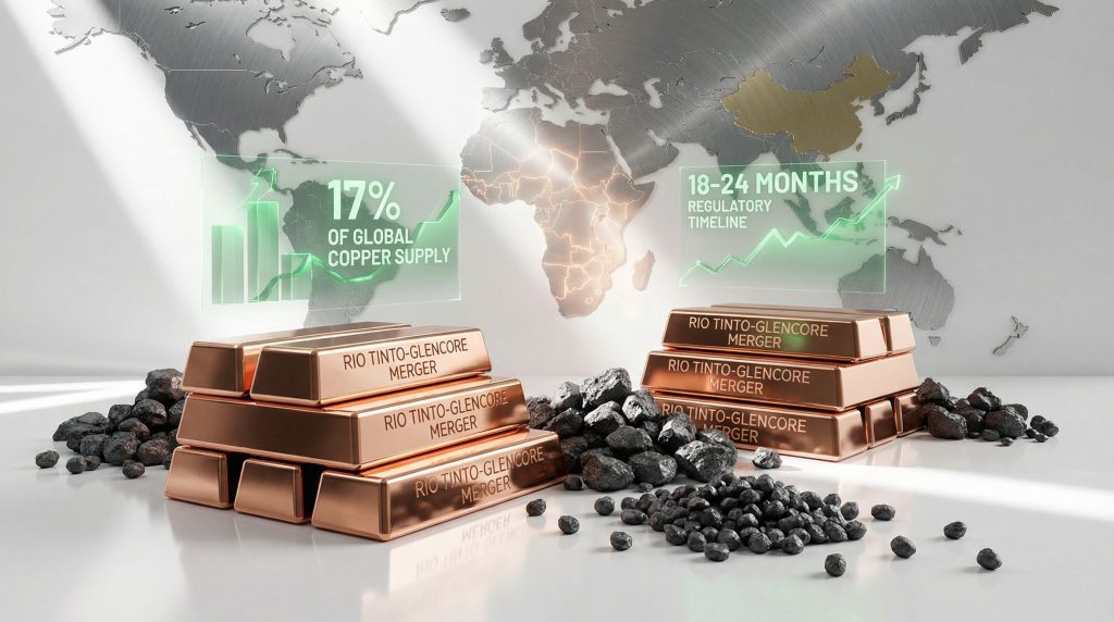 Rio Tinto and Glencore merger concept.