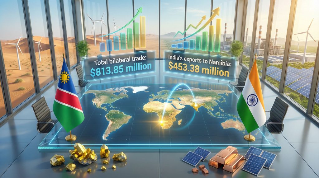 India–Namibia economic cooperation visualized with trade statistics.
