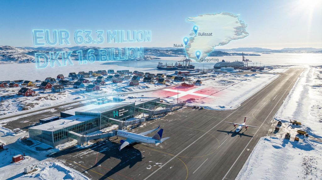 Aerial view of Greenlandic airport investment.