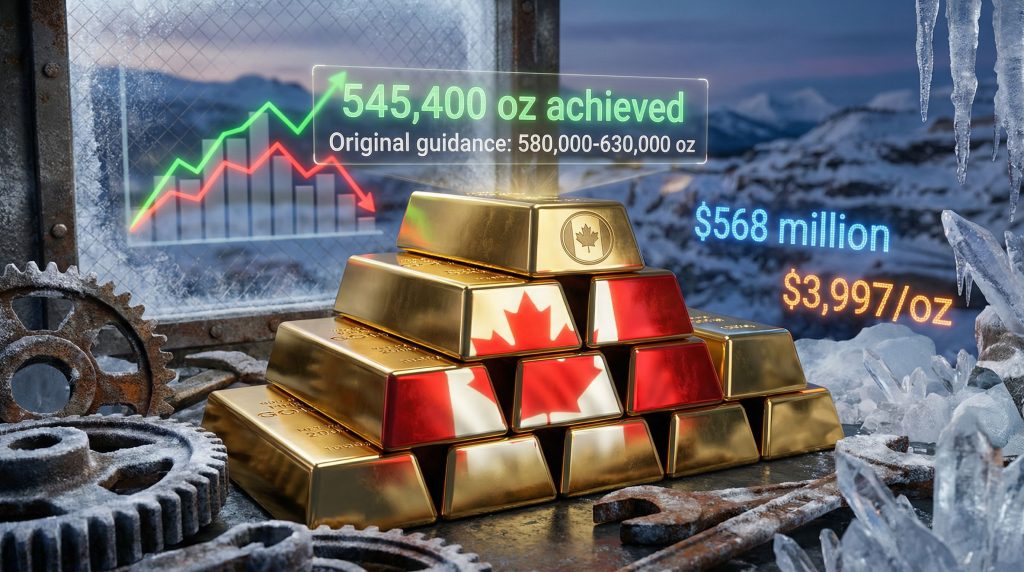 Alamos Gold 2025 production shortfall visualized graphically.