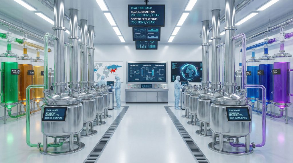 High-tech lab illustrating rare earth chemical supply chain.