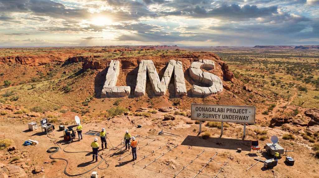 Litchfield Minerals Ltd-LMS-Oonagalabi Project survey in desert landscape.