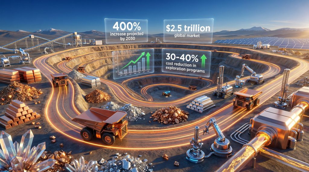 Futuristic mining operations and growth projections.
