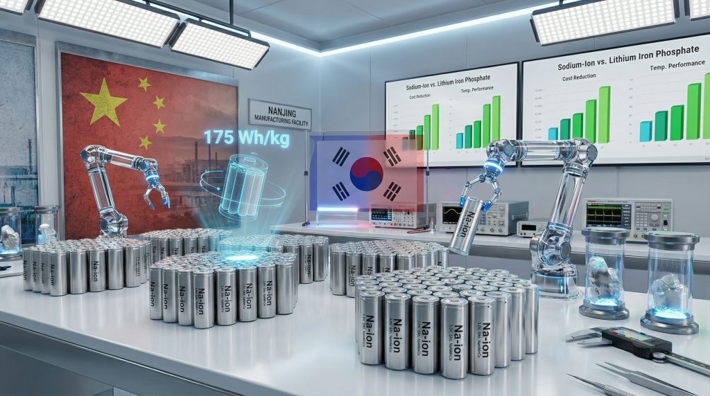 Robots assembling sodium-ion batteries at LG.