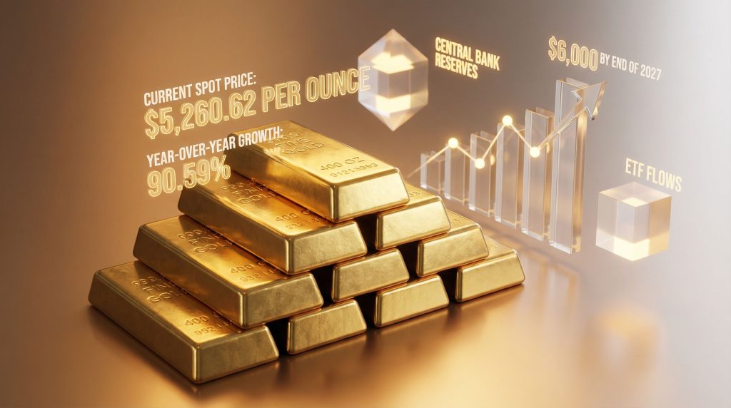 Gold bars with rising price statistics.