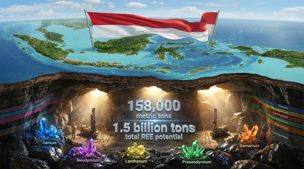 Indonesia manganese rare earth elements potential depicted.
