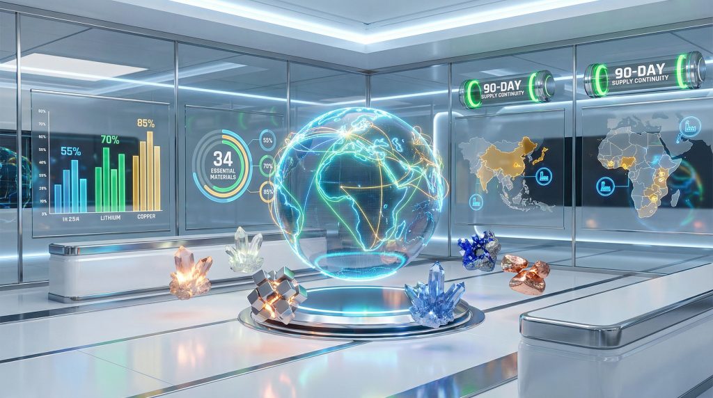 Critical minerals supply chain visualization with holograms.