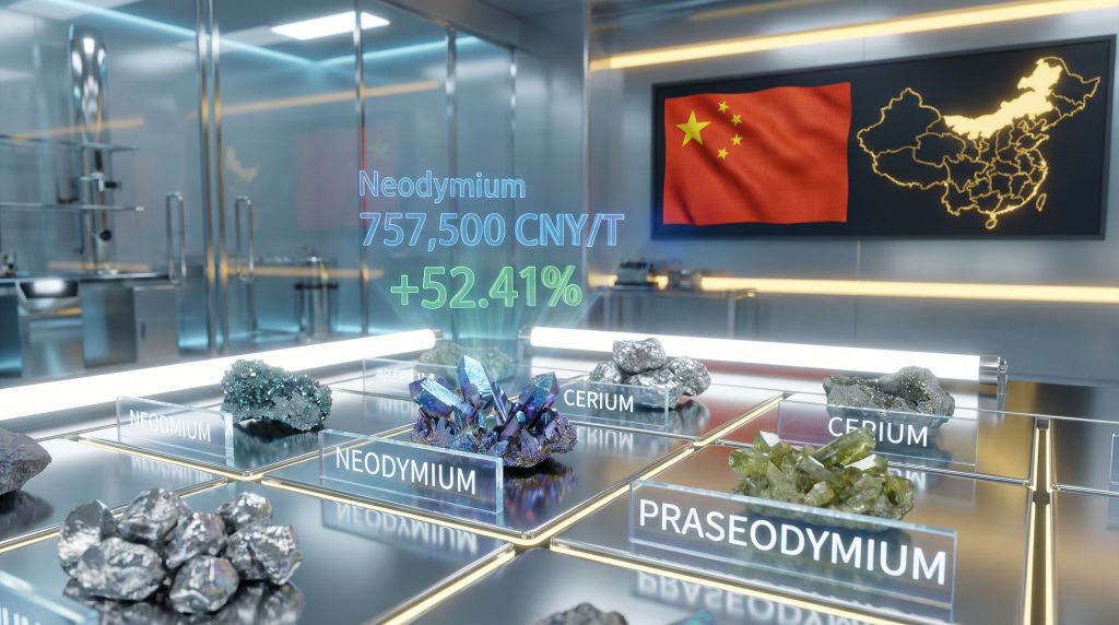Rare earth display with price index.