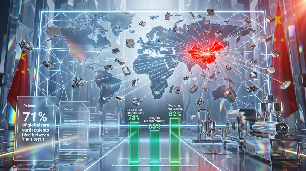 China's rare earth patent strategy visualized globally.