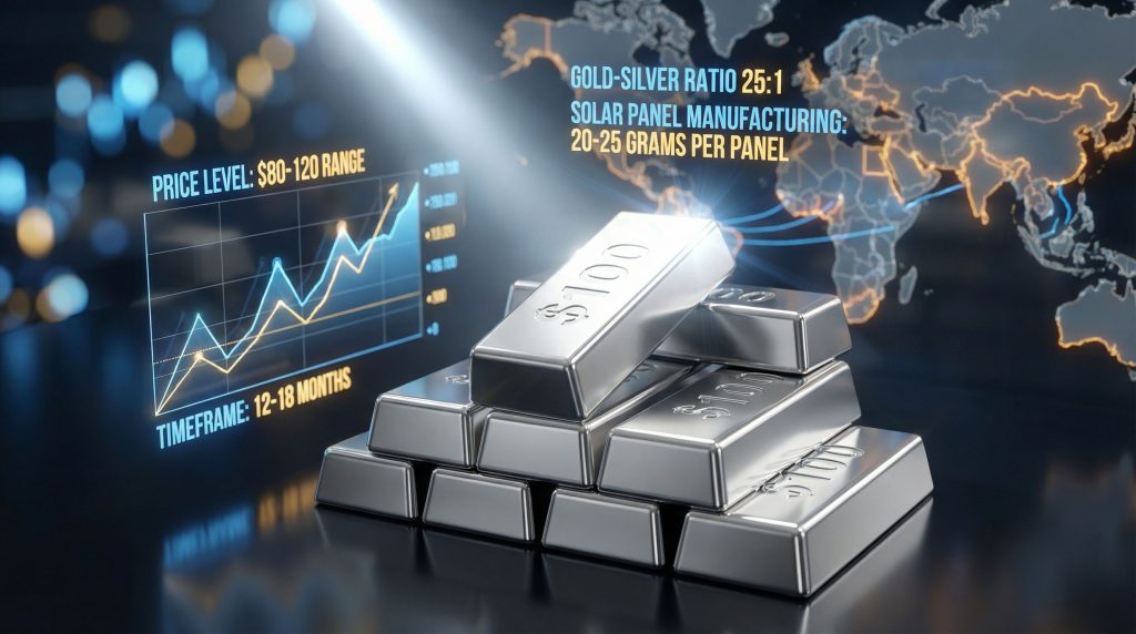 Silver reaches $100 per ounce, graph shows.