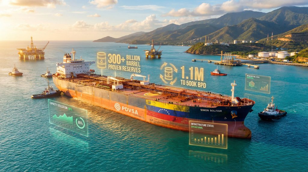Oil tanker in Venezuelan waters, exporting.