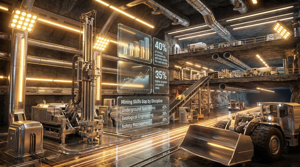 Futuristic mining setup illustrating industry mentoring.
