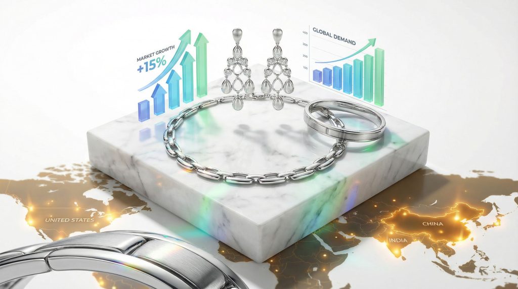 Platinum jewellery demand rising globally, charts.
