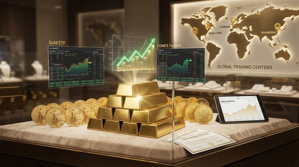 Investors buy gold through various methods.