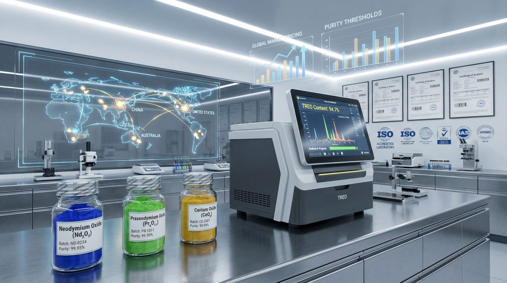 High-tech lab showcasing rare earth analysis.