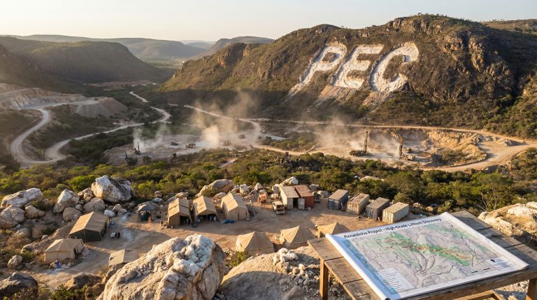 Perpetual Resources Ltd-PEC-Lithium discovery site nestled in mountains.