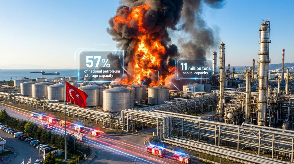 Dramatic blaze at Turkey's biggest refinery.