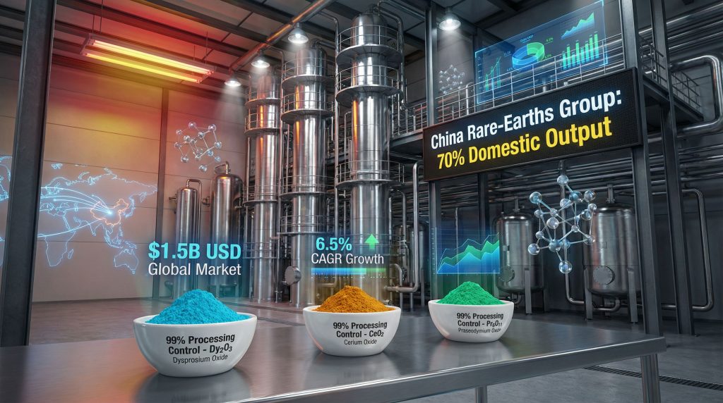 China's rare earth dominance illustrated in factory.