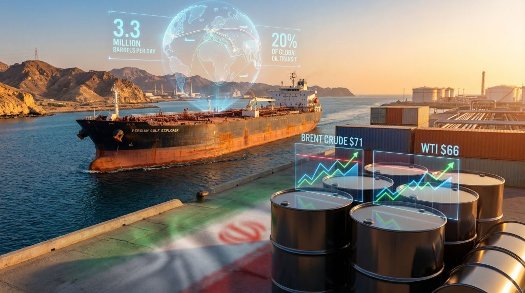 Oil tanker and prices rising due to U.S.-Iran tensions.