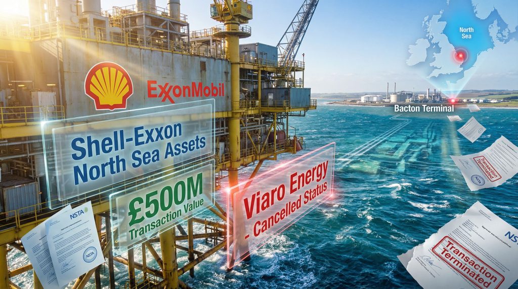 Shell and Exxon North Sea gas sale cancellation visualization.