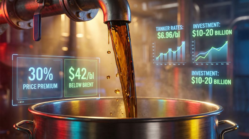 US Venezuelan oil prices showing 30% premium.