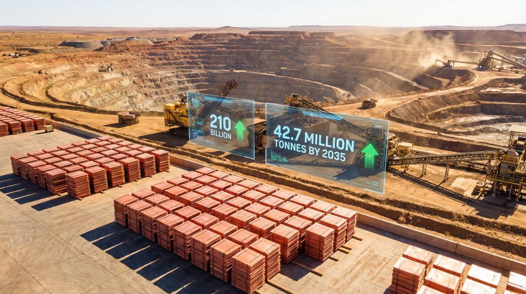 Copper mine development challenges and projections.