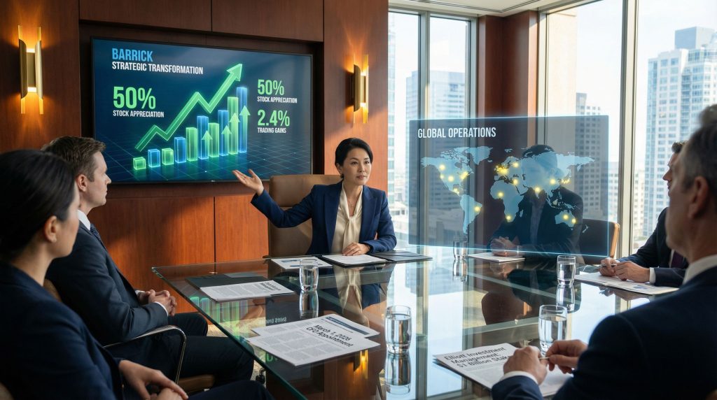 Barrick CFO leadership change presentation meeting.