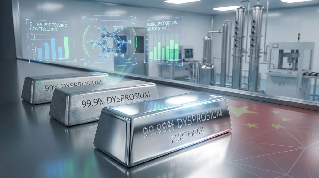 China ultrapure dysprosium processing facility display.