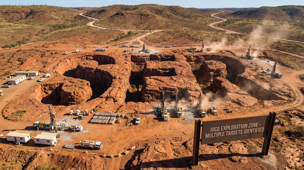 Strategic Energy Resources Ltd-SER-IOCG exploration site with drilling equipment.