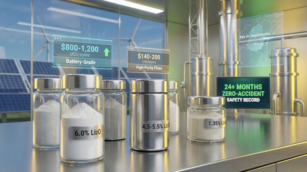 Sigma Lithium high-purity lithium products display.