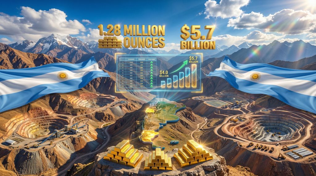 Argentina gold export potential highlighted in mining landscape.