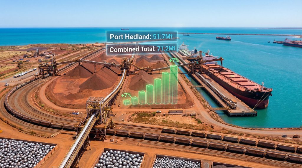 Iron ore throughput at Pilbara Ports.