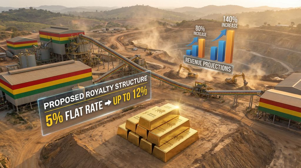 Ghana mining royalties reform boosts revenue projections.