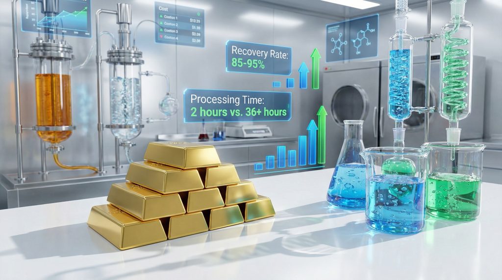 Cyanide-free gold leaching in modern lab.