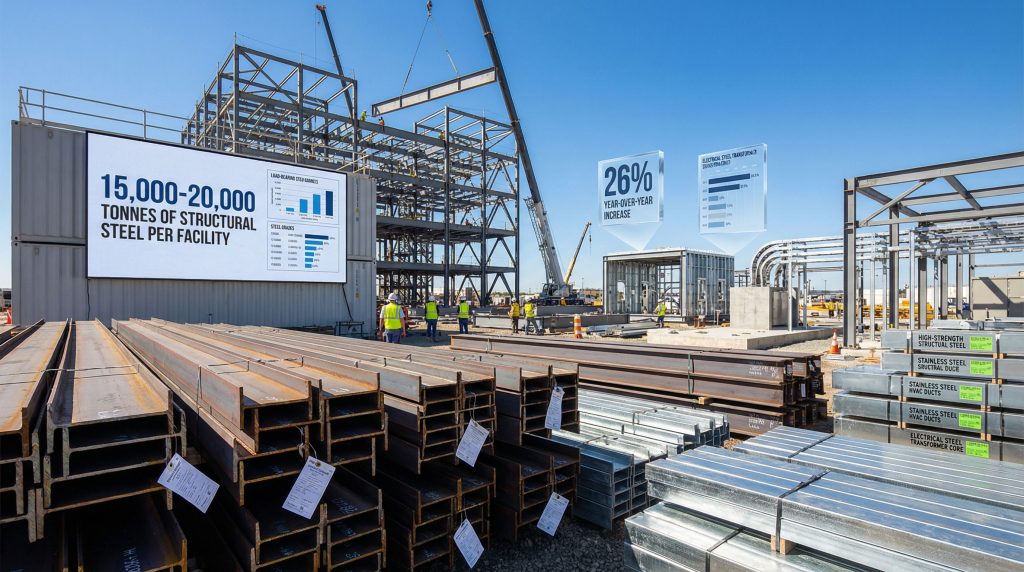 Steel demand in data centers construction.