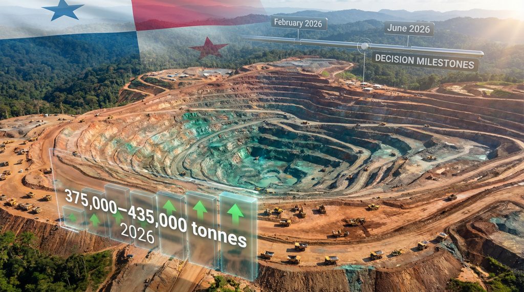 Cobre Panamá mining decision timeline and projections.