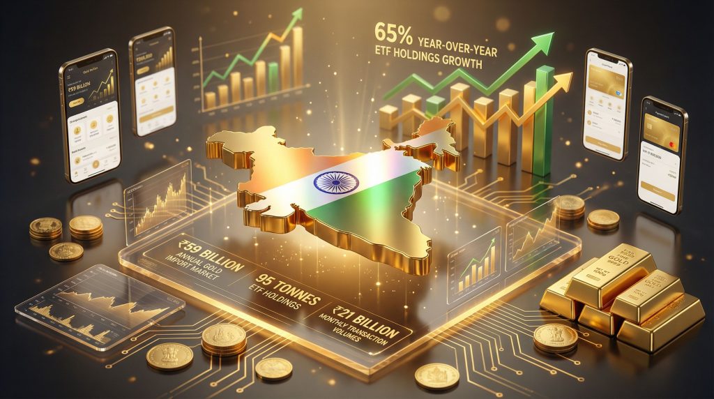 Digital representation of Indian gold investment trends.