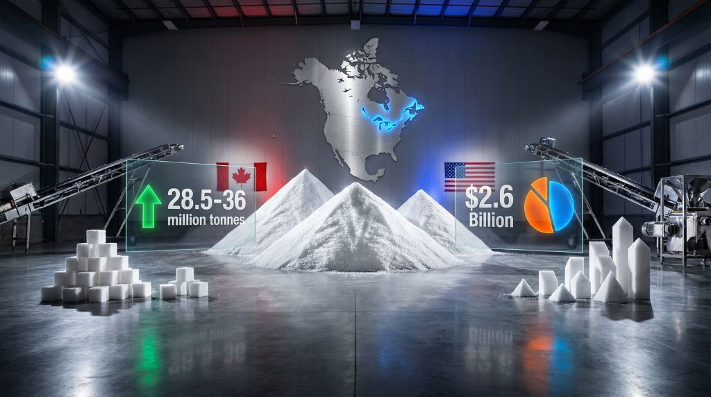 North American road salt market statistics visualization.