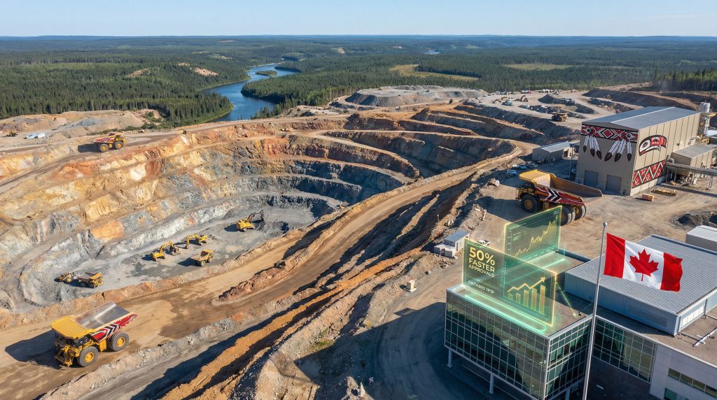 Mining operation showcasing Frontier Lithium First Nation agreements.