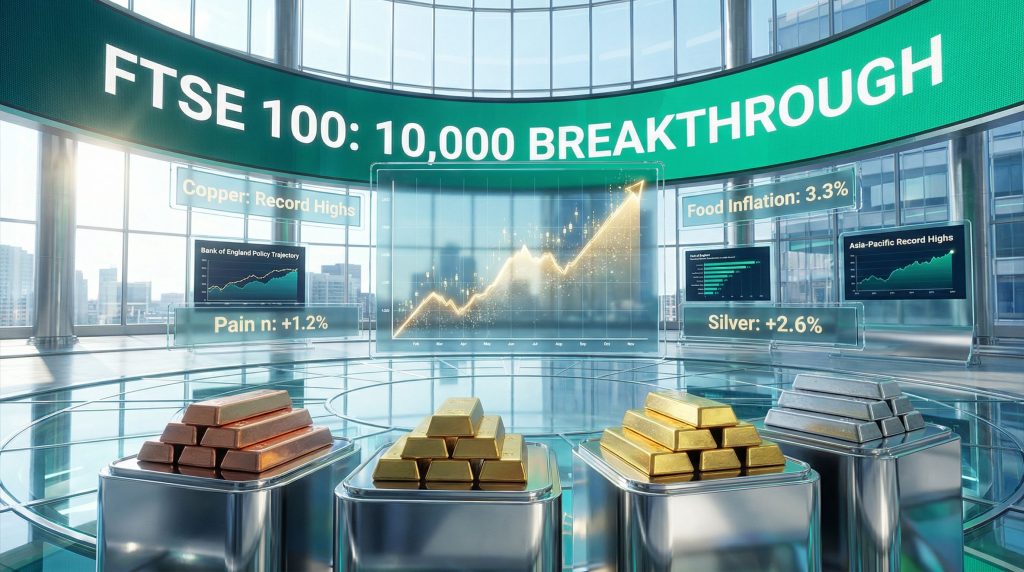FTSE 100 hits 10,000 breakthrough milestone.
