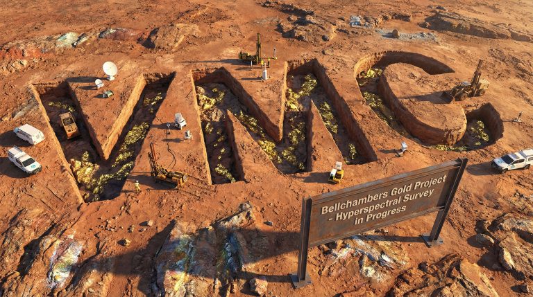 Venus Metals Corporation Ltd-VMC-VMG letters carved in desert landscape.