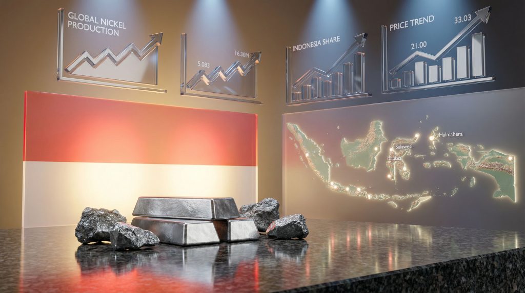 Nickel production display and Indonesia map.