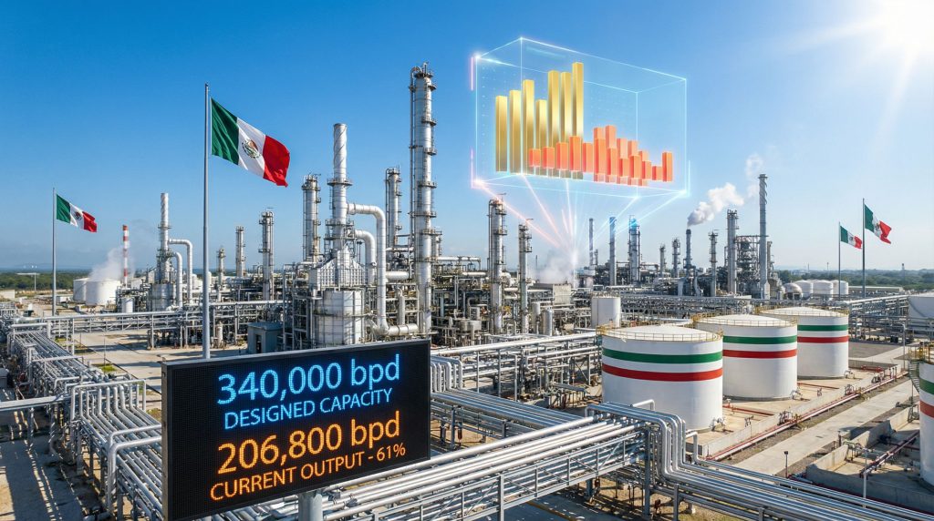 Dos Bocas Refinery showing capacity shortfall.