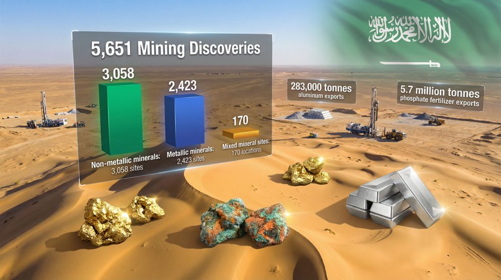 Saudi Arabia mining discoveries infographic.