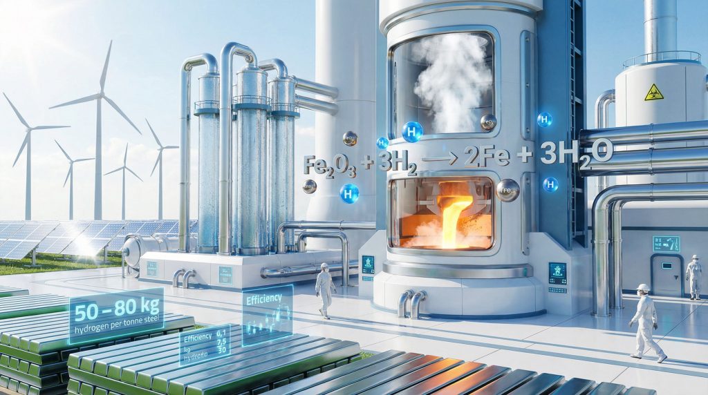 Innovative green hydrogen steel production facility.
