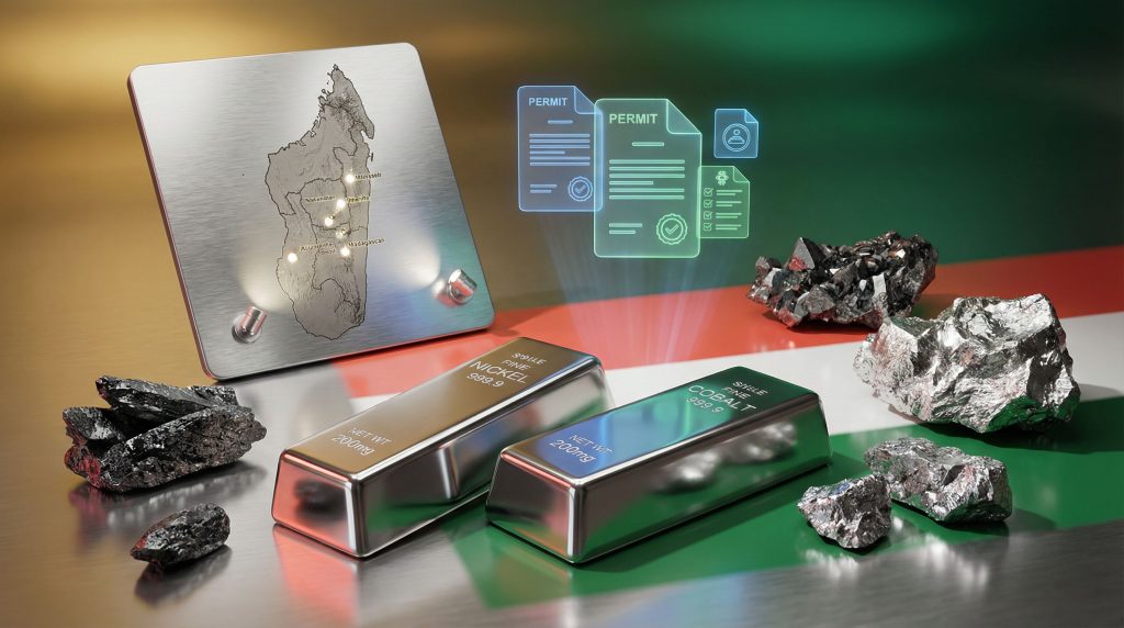 Mining permits in Madagascar with minerals.