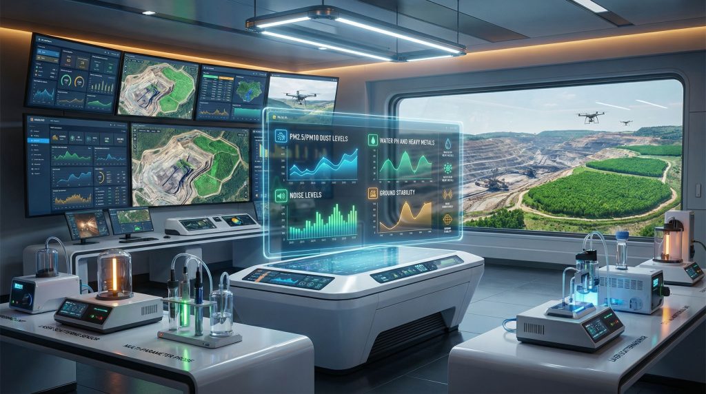 High-tech mining environmental management services operations.