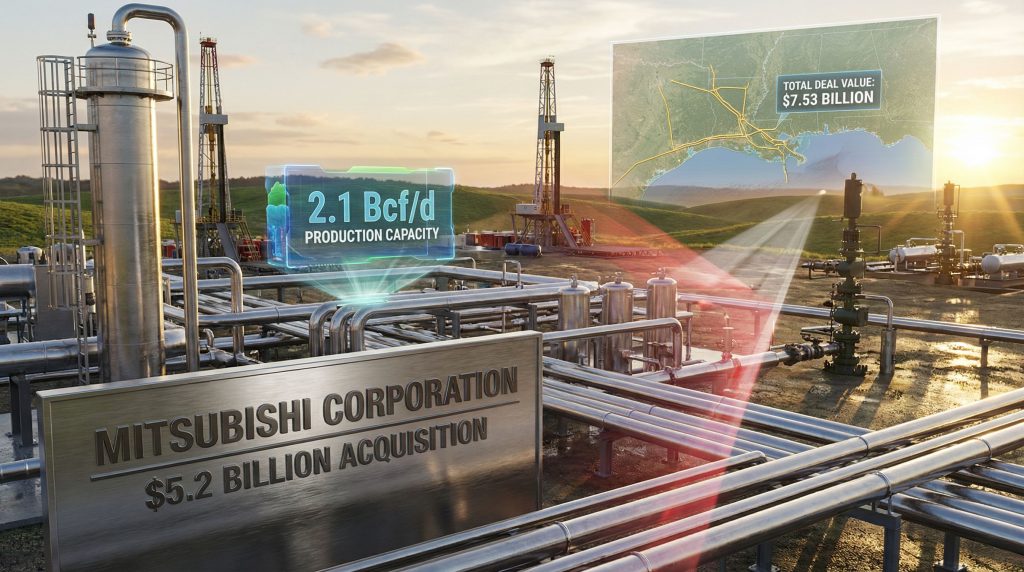 Mitsubishi acquisition of Haynesville shale assets visualization.