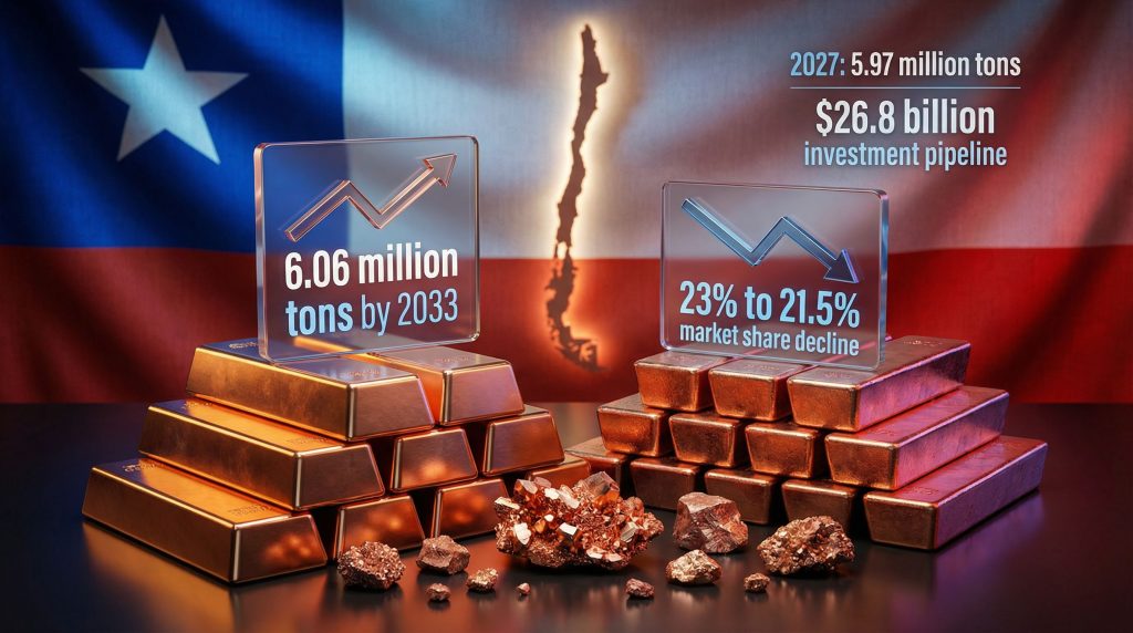 Copper industry forecast with production decline.