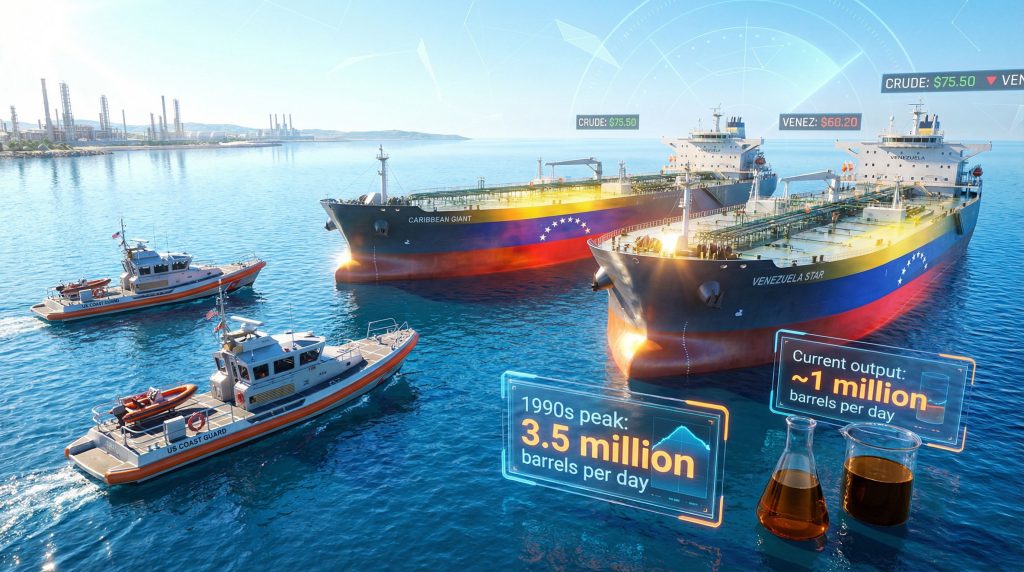 Venezuela oil quarantine with ships and coast guard.